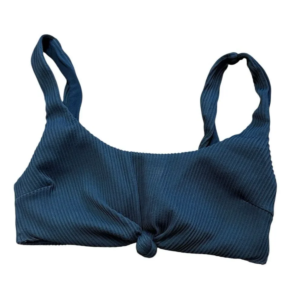 Hollister Midnight Blue Ribbed Knotted Bikini Top